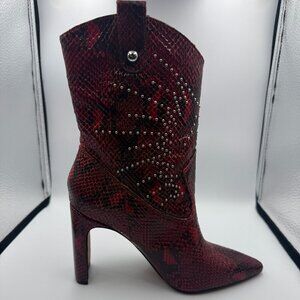 Jessica Simpson Cowgirl Cowboy Red Snake Print Studs Boots Size 6